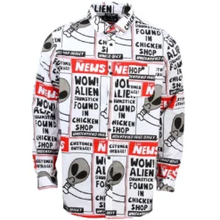 Lazy Oaf Men Wow Alien Long Sleeve Shirt (white)