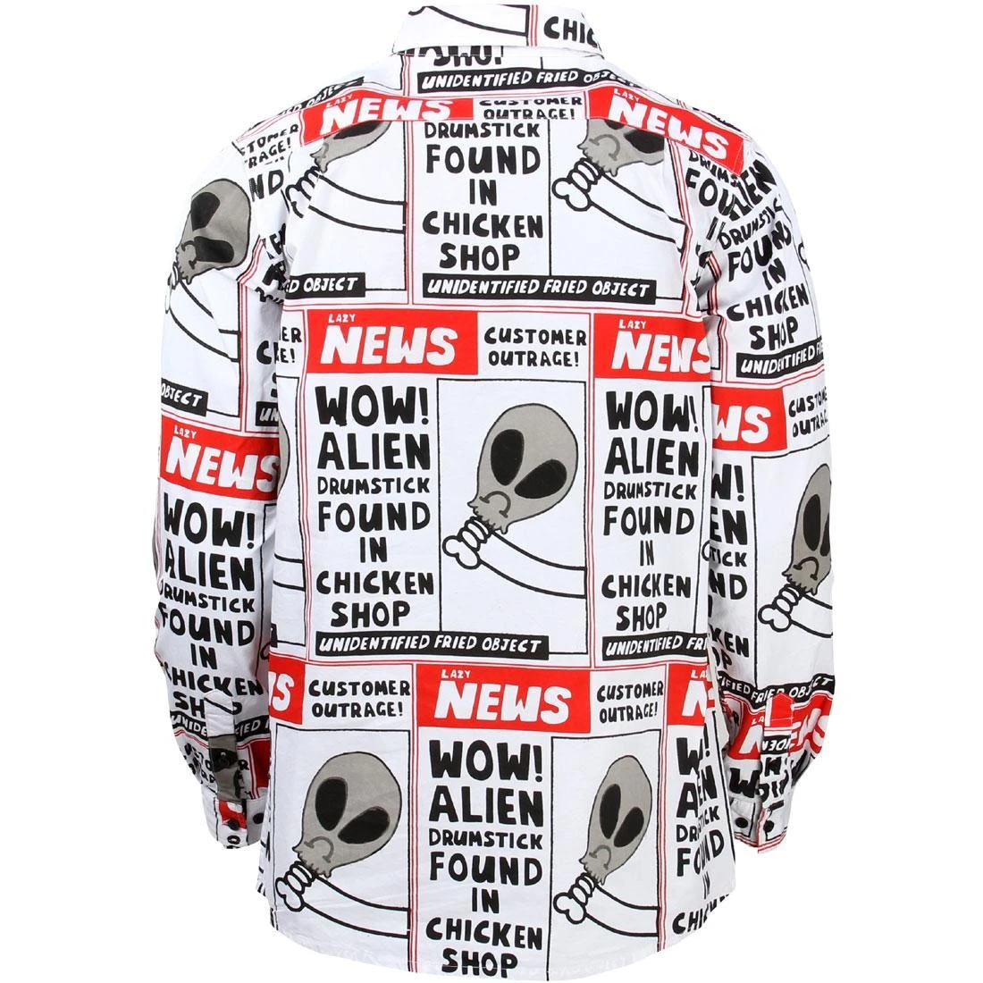 Lazy Oaf Men Wow Alien Long Sleeve Shirt (white) 2 Lazy Oaf Men Wow Alien Long Sleeve Shirt (white) - Image 2