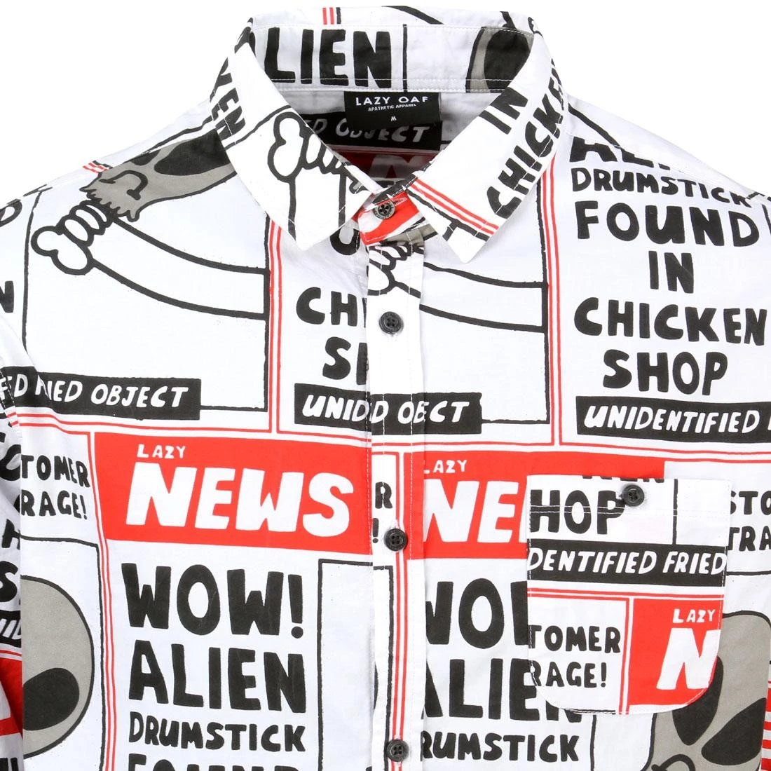 Lazy Oaf Men Wow Alien Long Sleeve Shirt (white) 4 Lazy Oaf Men Wow Alien Long Sleeve Shirt (white) - Image 4