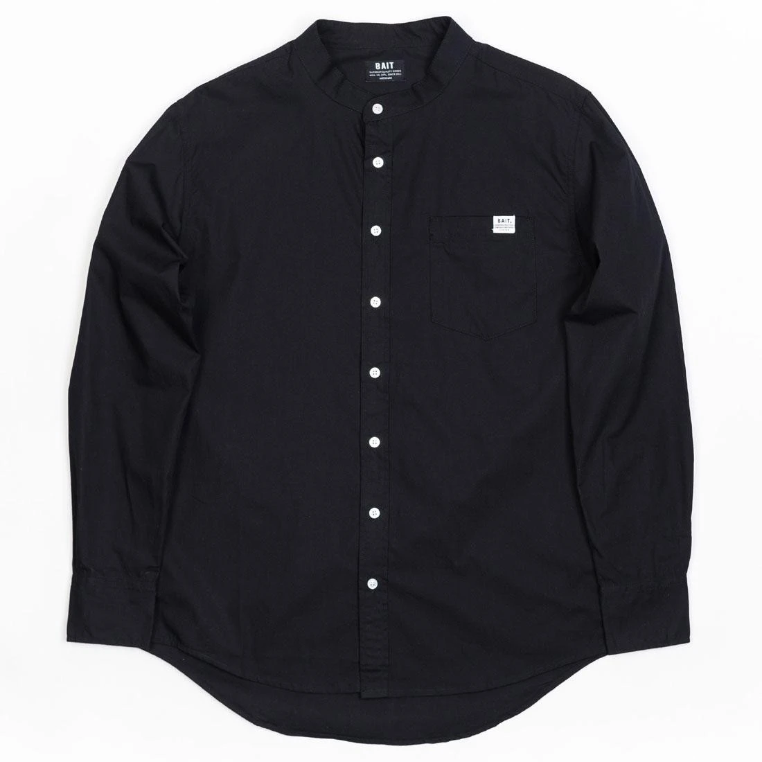 BAIT Men Mandarin Collar Button Up Shirt (black) 1 BAIT Men Mandarin Collar Button Up Shirt (black)