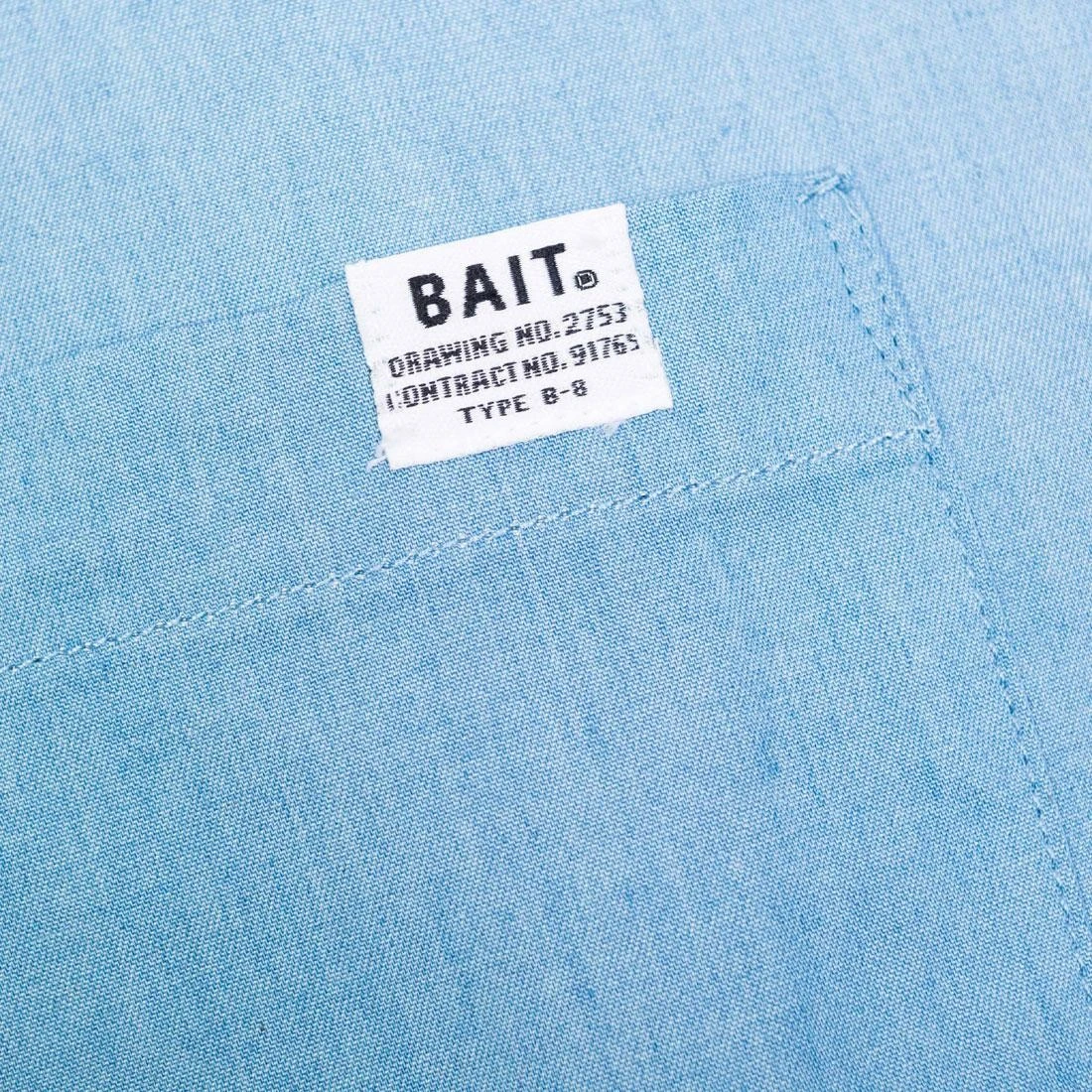 BAIT Men Mandarin Collar Button Up Shirt (light Blue) 3 BAIT Men Mandarin Collar Button Up Shirt (light Blue) - Image 3