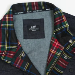 BAIT Men Denim Plaid Jacket (navy / Blue) -Marvia Wear Sales Store 20180123 v07a7512