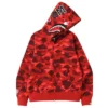 A Bathing Ape Men Color Camo Shark Full Zip Hoodie (red)