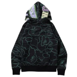 A Bathing Ape Men Text Code Camo Shark Full Zip Hoodie (black) -Marvia Wear Sales Store ap1i30115013blk xl 3