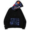 A Bathing Ape Men Color Camo Shark Full Zip Hoodie (black)