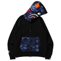 A Bathing Ape Men Color Camo Shark Full Zip Hoodie (black)