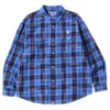 A Bathing Ape Men Bape Logo Check Loose Fit Shirt (blue)