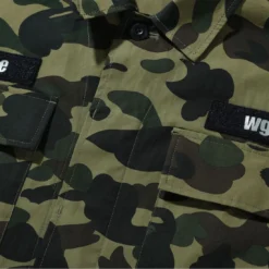 A Bathing Ape Men 1st Camo Shark Relaxed Fit Military Shirt (green) -Marvia Wear Sales Store ap1i30131013grn 3
