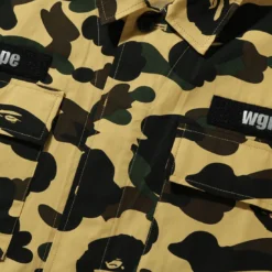 A Bathing Ape Men 1st Camo Shark Relaxed Fit Military Shirt (yellow) -Marvia Wear Sales Store ap1i30131013yel 3