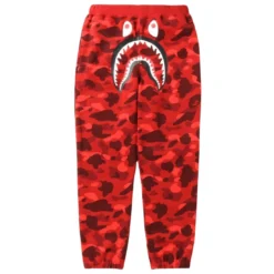 A Bathing Ape Men Color Camo Shark Sweat Pants (red)