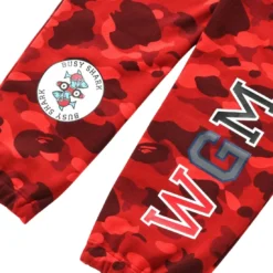 A Bathing Ape Men Color Camo Shark Sweat Pants (red) -Marvia Wear Sales Store ap1i30152008red 3 1