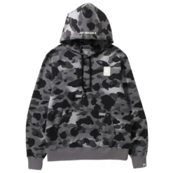 A Bathing Ape Men Grid Camo Pullover Hoodie (black)