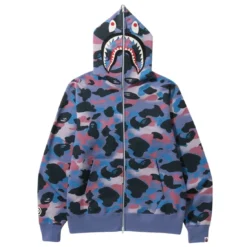A Bathing Ape Men Grid Camo Shark Full Zip Hoodie (purple) -Marvia Wear Sales Store ap1i80115005pur 1