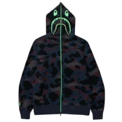 A Bathing Ape Men Grid Camo Shark Full Zip Hoodie (purple) -Marvia Wear Sales Store ap1i80115005pur 4