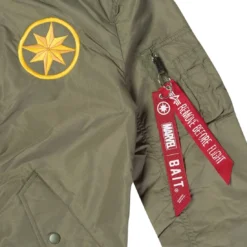 BAIT X Captain Marvel X Alpha Industries Women L2B Scout Jacket (green) -Marvia Wear Sales Store aucapmarvelwblk 2