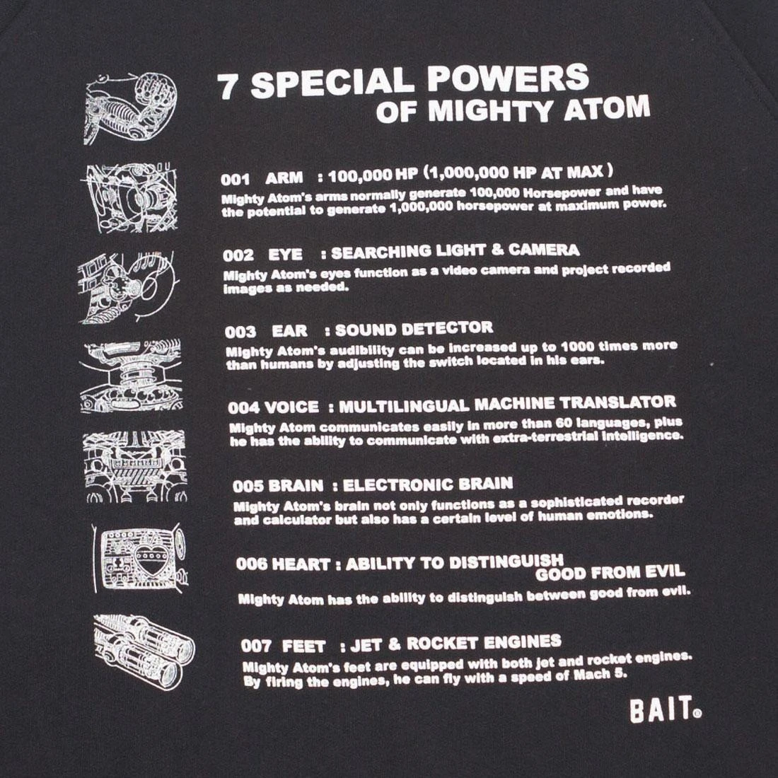 BAIT X Astro Boy Men 7 Special Powers Zip Hoody (black) 4 BAIT X Astro Boy Men 7 Special Powers Zip Hoody (black) - Image 4