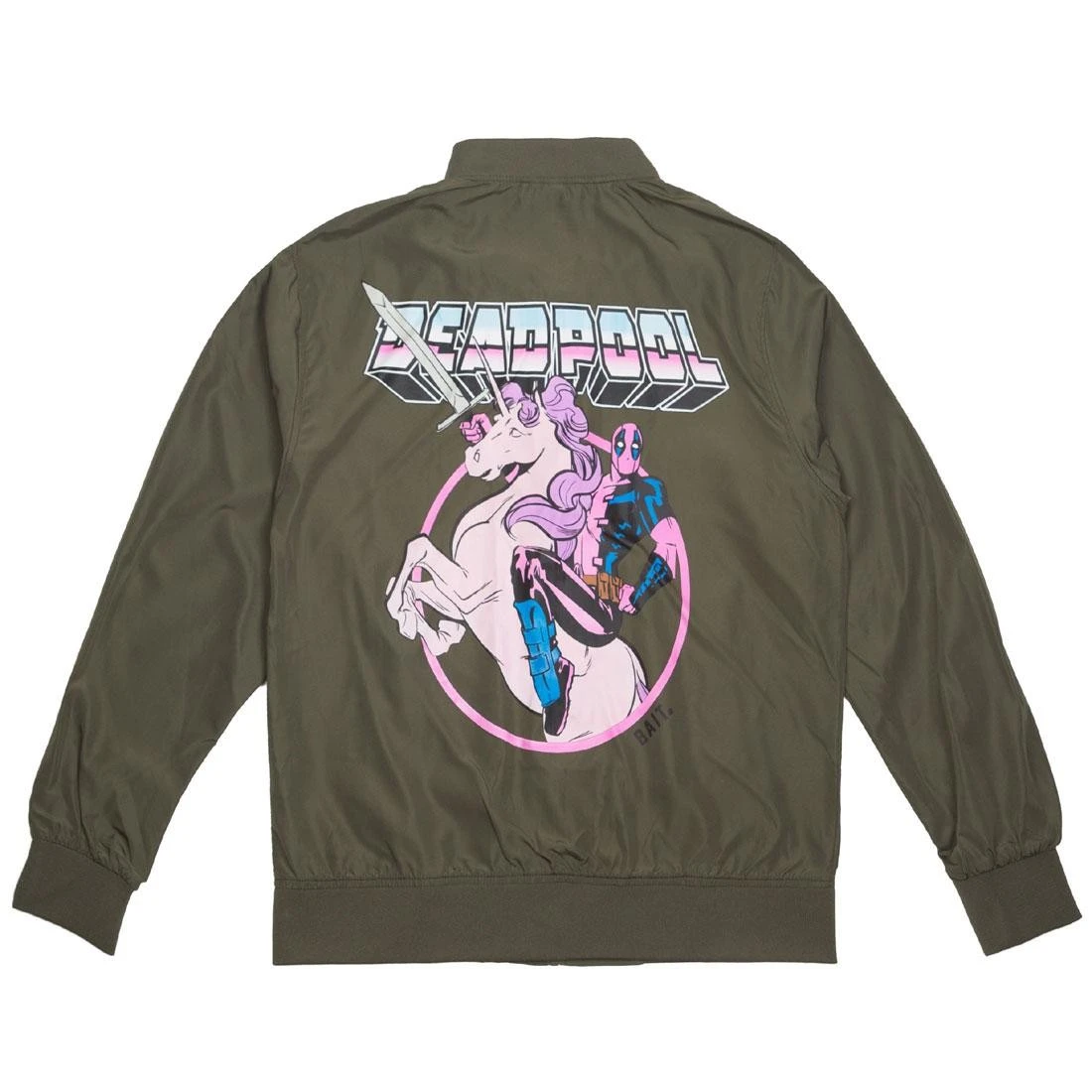 BAIT X Marvel Men Deadpool Unicorn Lightweight Jacket (green / Army) 2 BAIT X Marvel Men Deadpool Unicorn Lightweight Jacket (green / Army) - Image 2