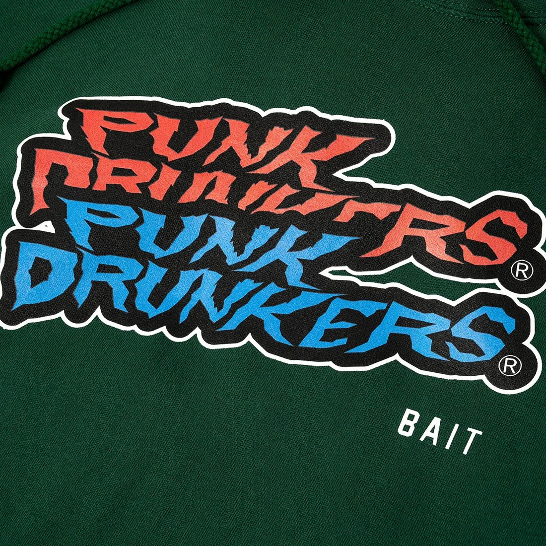 BAIT X Punk Drunkers Men Skateboard Hoody (green) 2 BAIT X Punk Drunkers Men Skateboard Hoody (green) - Image 2