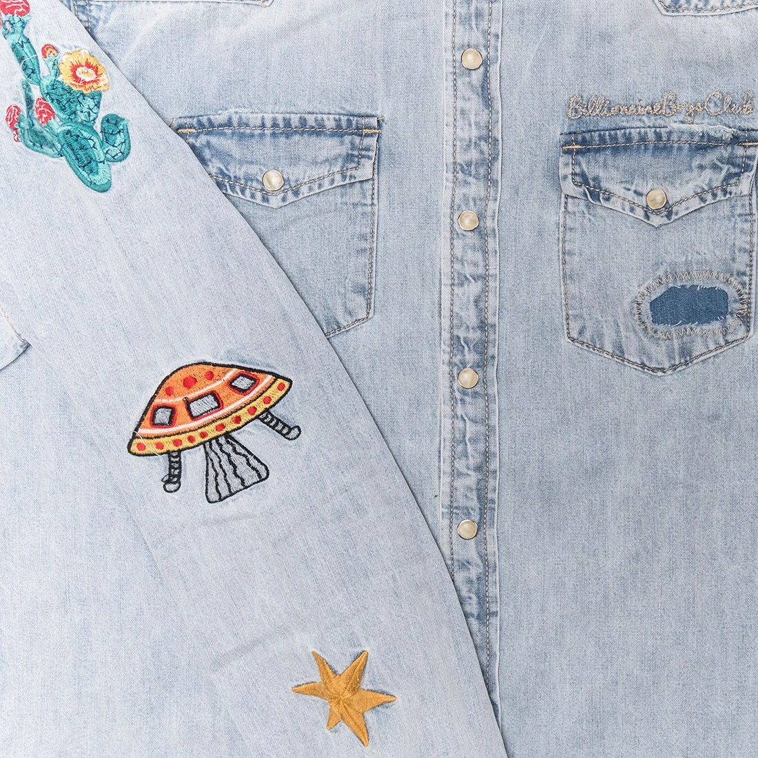 Billionaire Boys Club Men Hillside Long Sleeve Shirt (blue / Denim) 4 Billionaire Boys Club Men Hillside Long Sleeve Shirt (blue / Denim) - Image 4