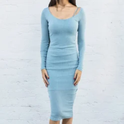 BAIT Women Body Con Dress With Inner Slip - Made In LA (blue / Baby Blue)