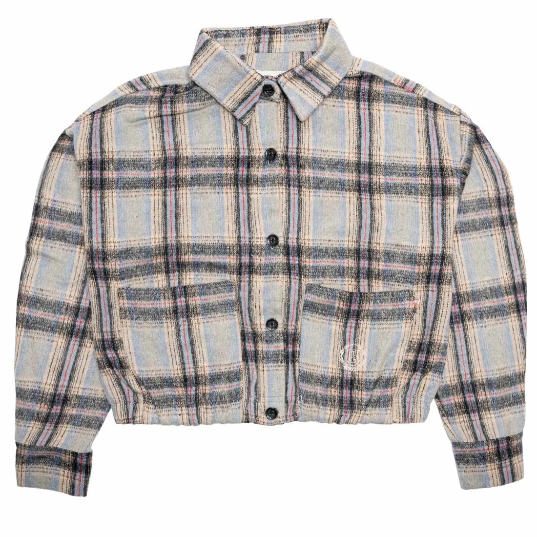 Honor The Gift Women Flannel Crop Jacket (blue) 1 Honor The Gift Women Flannel Crop Jacket (blue)