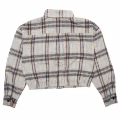 Honor The Gift Women Flannel Crop Jacket (blue) 5 Honor The Gift Women Flannel Crop Jacket (blue) -Marvia Wear Sales Store hgg210361blu 2