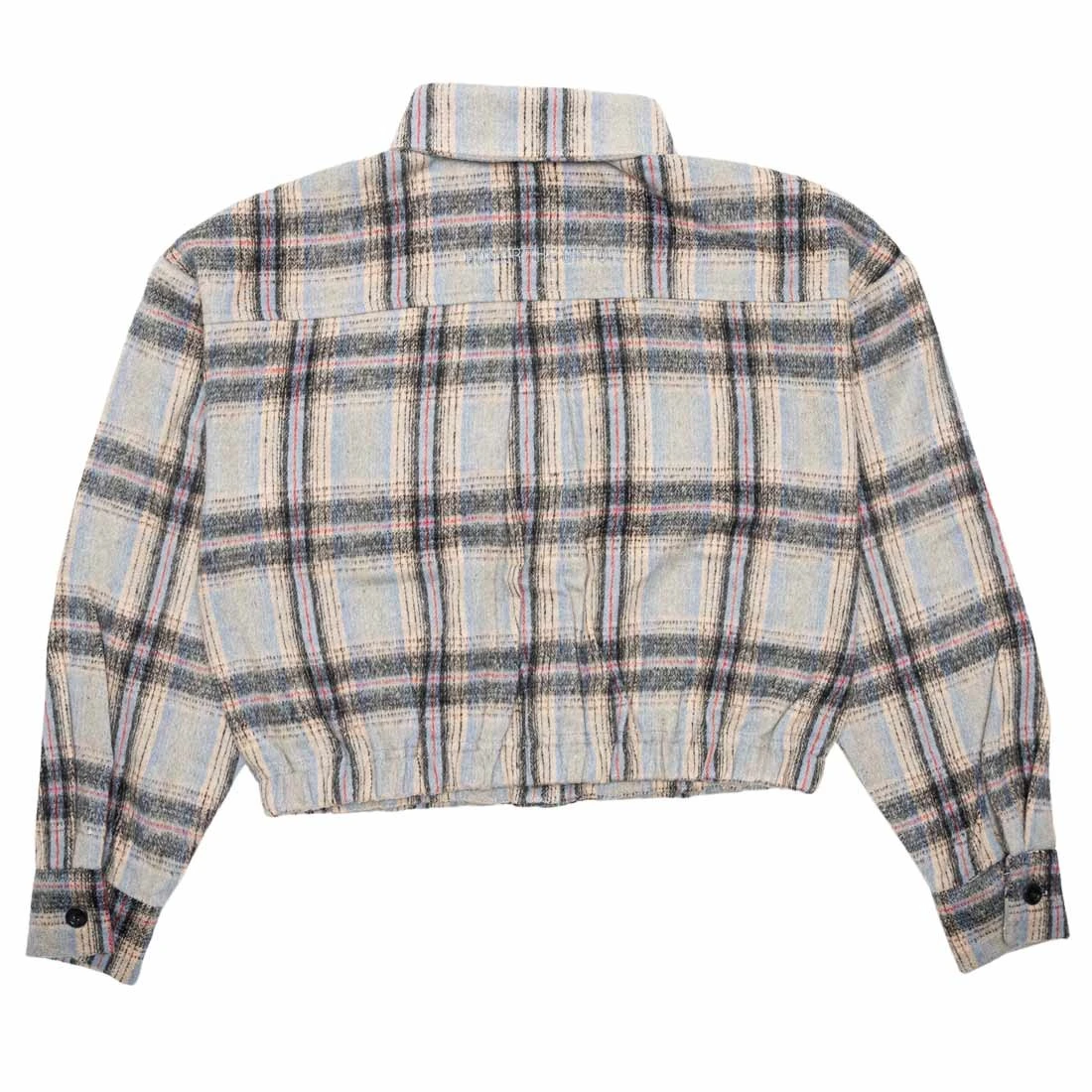 Honor The Gift Women Flannel Crop Jacket (blue) 3 Honor The Gift Women Flannel Crop Jacket (blue) - Image 3