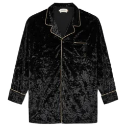 Honor The Gift Women Velvet PJ Button Top (black)