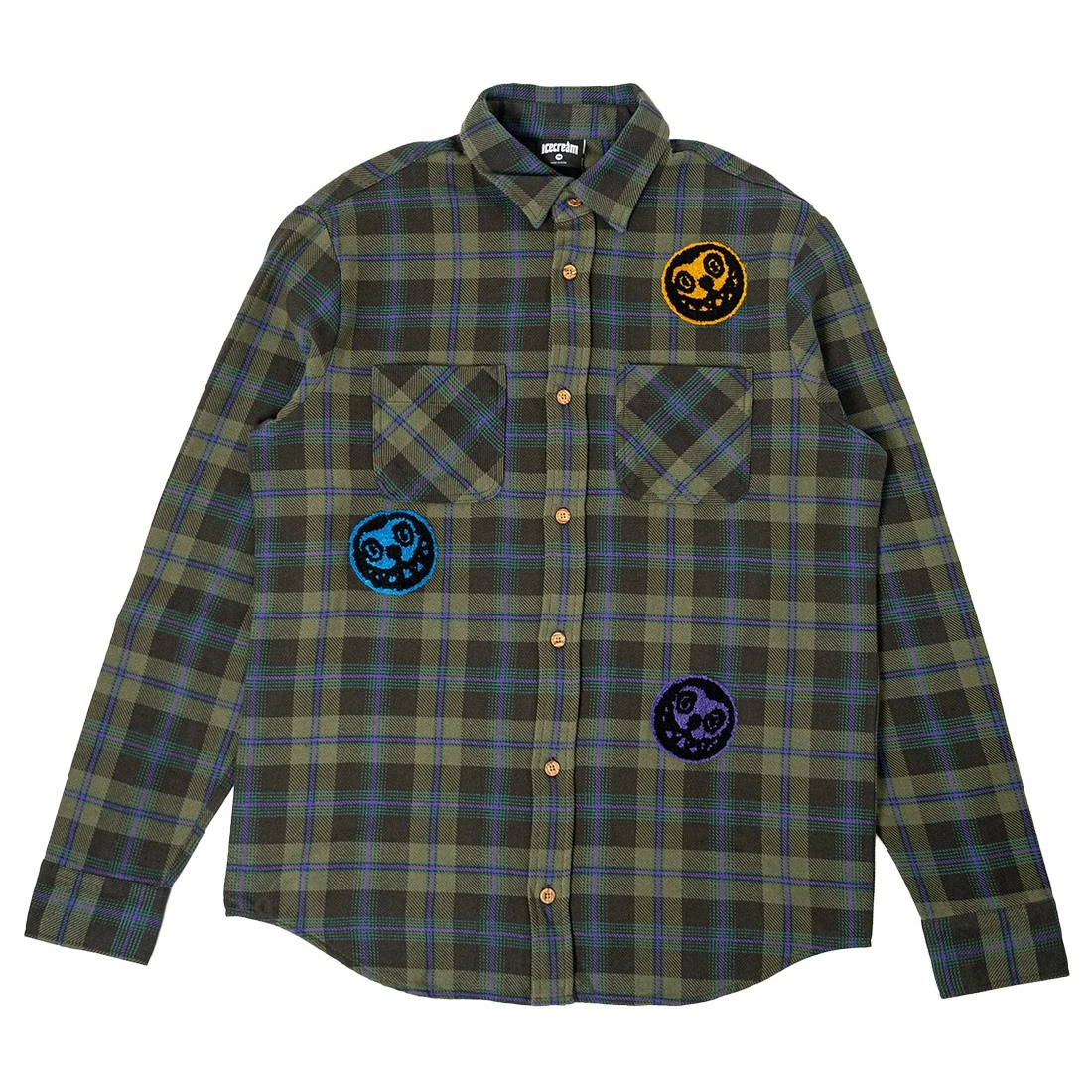 Ice Cream Men Eric Long Sleeve Woven Shirt (green / Plaid) 1 Ice Cream Men Eric Long Sleeve Woven Shirt (green / Plaid)