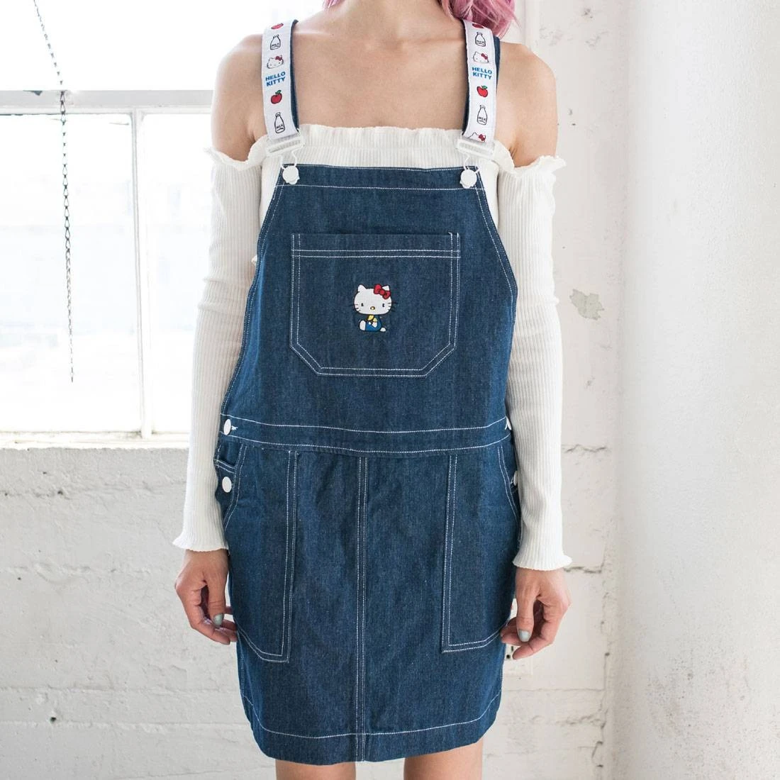 Lazy Oaf X Hello Kitty Women Pinny Dress Blue (Denim)