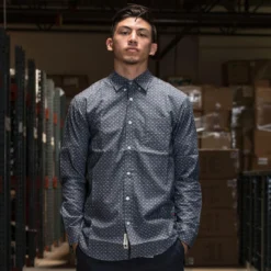 BAIT Basics Long Sleeve Shirt (blue / Light Blue) -Marvia Wear Sales Store shirts longbluefront2