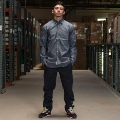 BAIT Basics Long Sleeve Shirt (blue / Light Blue) -Marvia Wear Sales Store shirts longblueoverall