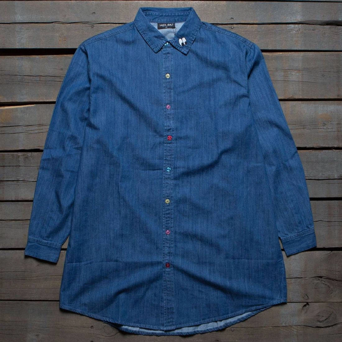 Lazy Oaf Women Sad Rainbow Shirt (blue / Denim) 1 Lazy Oaf Women Sad Rainbow Shirt (blue / Denim)