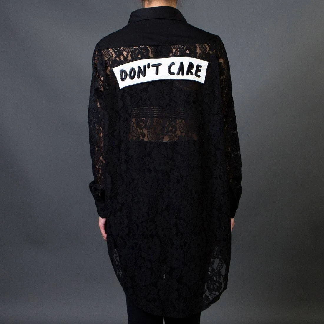 Lazy Oaf Women Don't Care Lace Shirt (black) 2 Lazy Oaf Women Don't Care Lace Shirt (black) - Image 2