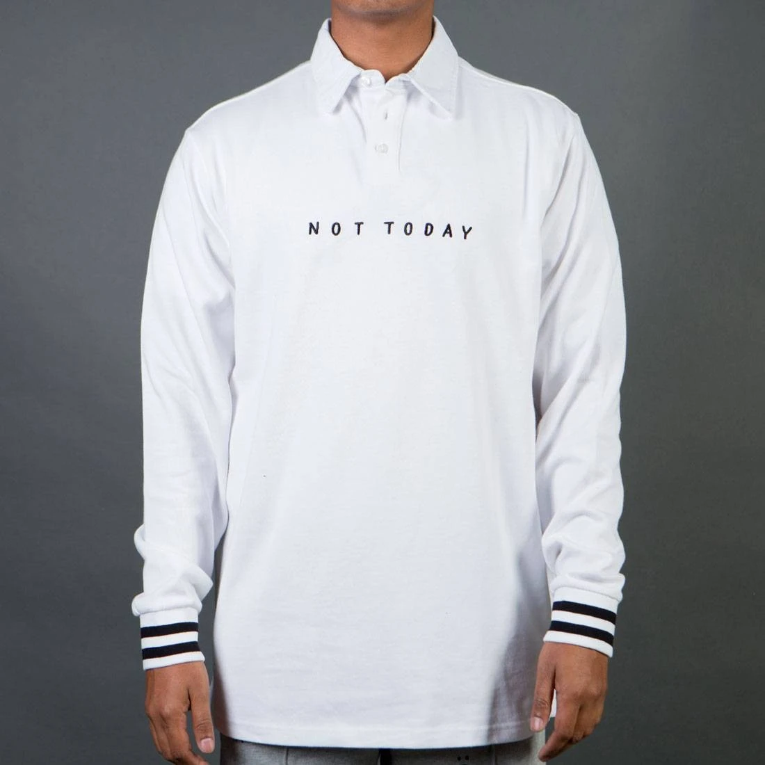 Lazy Oaf Men Not Today Long Sleeve Jersey Tee (white) 1 Lazy Oaf Men Not Today Long Sleeve Jersey Tee (white)