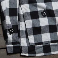 Lazy Oaf Women Bear Check Shirt (black / White) -Marvia Wear Sales Store v07a8101