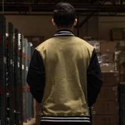BAIT Basics Baseball Jacket (olive / Black) -Marvia Wear Sales Store varsity oliveback
