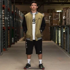 BAIT Basics Baseball Jacket (olive / Black) -Marvia Wear Sales Store varsity oliveoverall